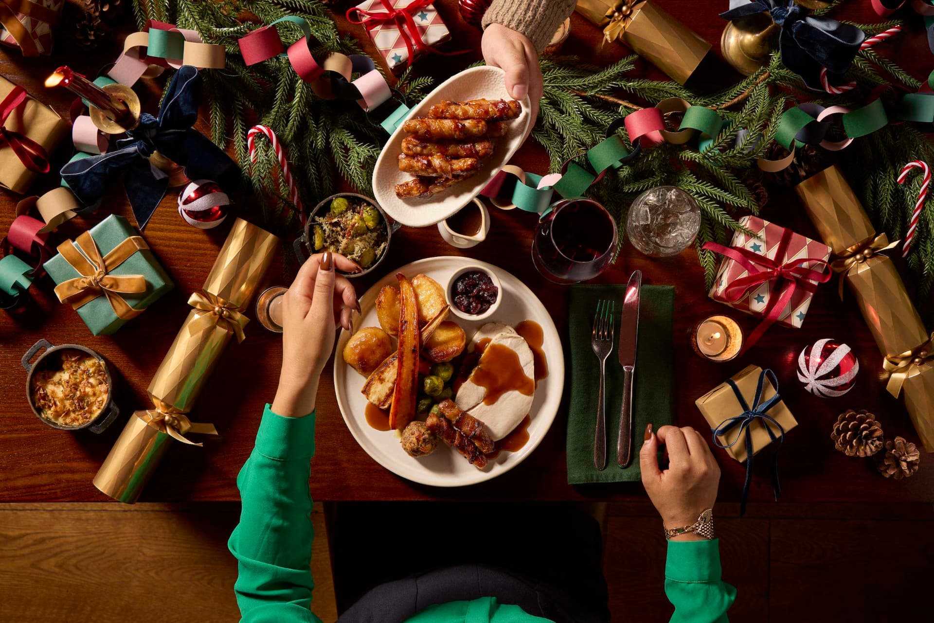 Guests enjoying Christmas Dinner